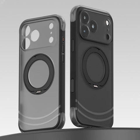 QN2 Skin-Friendly AirBag Magnetic Shockproof Phone Case with 360 Rotation Holder, For iPhone 18 Pro, For iPhone 18 Pro Max, For iPhone 17 Pro Max, For iPhone 17 Pro