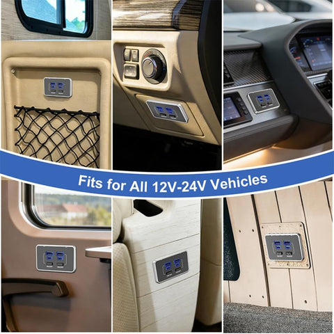 4 Ports Car Modification Fast Charging USB-C Car Charger, 4 Ports