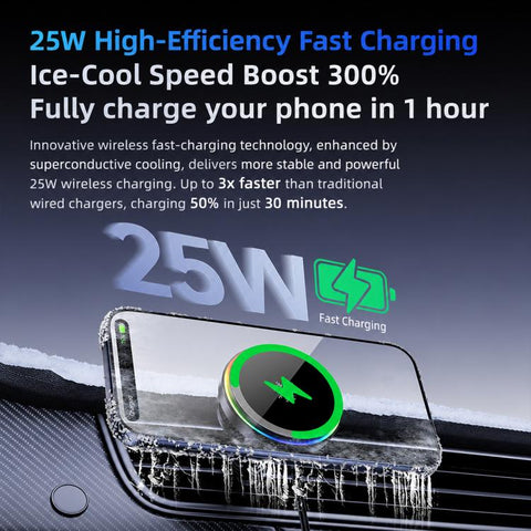 Magnetic Cooling 25W Wireless Fast Charger Car Air Outlet Holder, S32 Pro