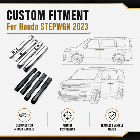 Car Door Handle Decorative Protective Cover for the 2023 Honda STEPWGN SPADA, Electroplated Mirror, Carbon Fiber