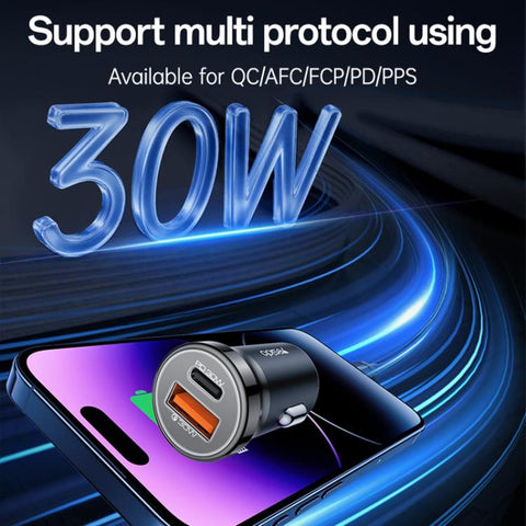 Yesido Y72 30W USB-A Type-C Dual Ports Car Charger with Type-C to Type-C Cable, Y72