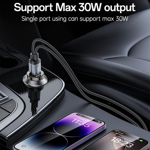 Yesido Y72 30W USB-A Type-C Dual Ports Car Charger with Type-C to Type-C Cable, Y72