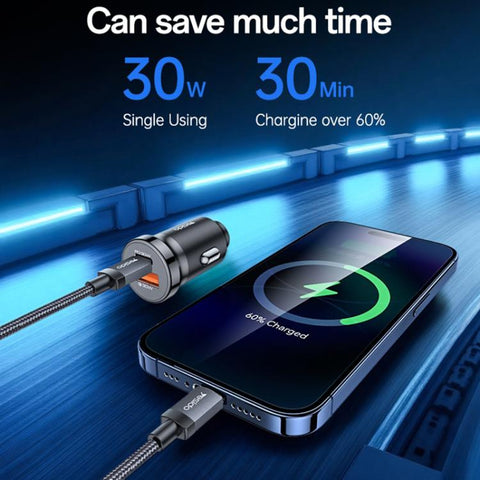 Yesido Y72 30W USB-A Type-C Dual Ports Car Charger with Type-C to Type-C Cable, Y72