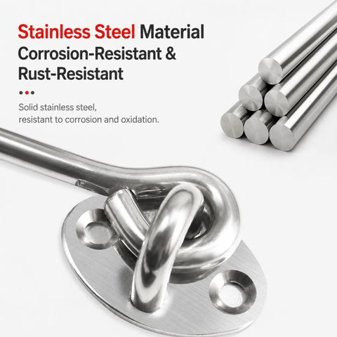 Stainless Steel Door Window Hook and Eye Catch Window Positioning Hardware Parts, 3 inch, 4 inch, 6 inch, 8 inch, 10 inch, 12 inch, 14 inch, 16 inch