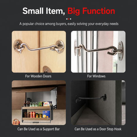 Stainless Steel Door Window Hook and Eye Catch Window Positioning Hardware Parts, 3 inch, 4 inch, 6 inch, 8 inch, 10 inch, 12 inch, 14 inch, 16 inch