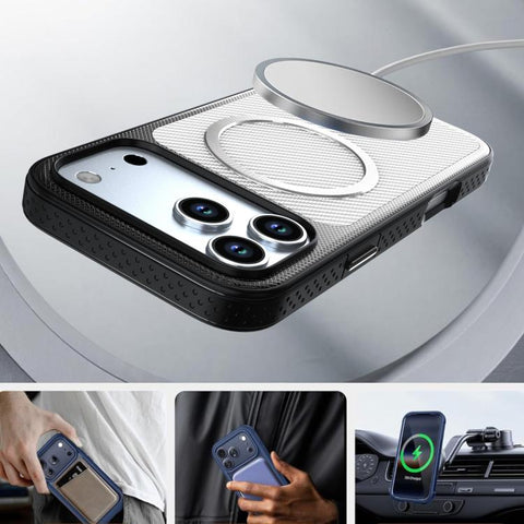 Carbon Fiber Texture Vegan Leather Magnetic Phone Case, For iPhone 16 Pro, For iPhone 16, For iPhone 15 Pro Max, For iPhone 15 Pro, For iPhone 15, For iPhone 14 / 13, For iPhone 14 Pro, For iPhone 14 Pro Max