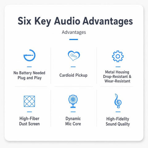 YS-228 Separate Wired Anti-Feedback Metal Microphone, 6.35mm