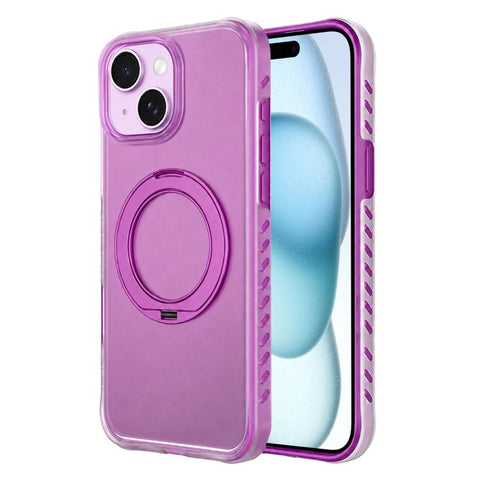 Matte Translucent 360 Rotation Magnetic Holder Phone Case, For iPhone 15 Pro, For iPhone 15