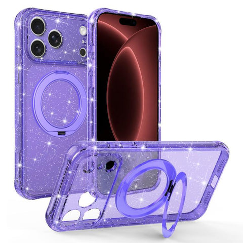 Glitter 360 Rotation Magnetic Holder Phone Case, For iPhone 18 Pro, For iPhone 18 Pro Max, For iPhone 17 Pro Max, For iPhone 17 Pro, For iPhone 17, For iPhone 16 Pro Max