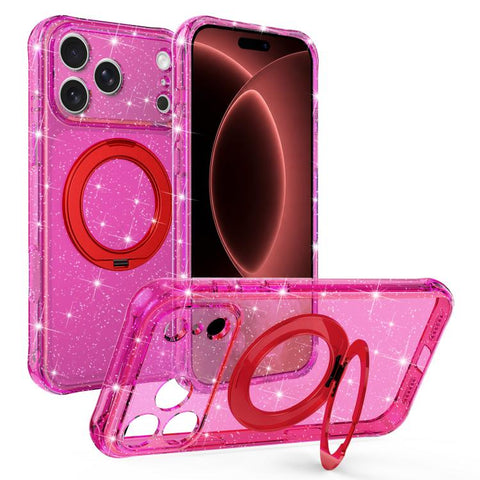 Glitter 360 Rotation Magnetic Holder Phone Case, For iPhone 18 Pro, For iPhone 18 Pro Max, For iPhone 17 Pro Max, For iPhone 17 Pro, For iPhone 17, For iPhone 16 Pro Max