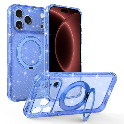 Glitter 360 Rotation Magnetic Holder Phone Case, For iPhone 18 Pro, For iPhone 18 Pro Max, For iPhone 17 Pro Max, For iPhone 17 Pro, For iPhone 17, For iPhone 16 Pro Max