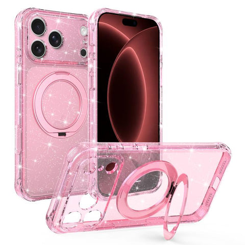 Glitter 360 Rotation Magnetic Holder Phone Case, For iPhone 18 Pro, For iPhone 18 Pro Max, For iPhone 17 Pro Max, For iPhone 17 Pro, For iPhone 17, For iPhone 16 Pro Max