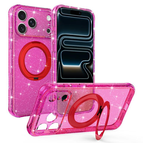 Glitter 360 Rotation Magnetic Holder Phone Case, For iPhone 18 Pro, For iPhone 18 Pro Max, For iPhone 17 Pro Max, For iPhone 17 Pro, For iPhone 17, For iPhone 16 Pro Max