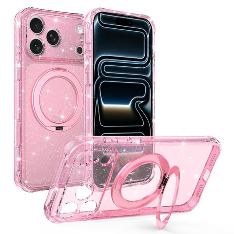 Glitter 360 Rotation Magnetic Holder Phone Case, For iPhone 18 Pro, For iPhone 18 Pro Max, For iPhone 17 Pro Max, For iPhone 17 Pro, For iPhone 17, For iPhone 16 Pro Max