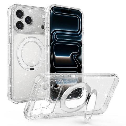Glitter 360 Rotation Magnetic Holder Phone Case, For iPhone 18 Pro, For iPhone 18 Pro Max, For iPhone 17 Pro Max, For iPhone 17 Pro, For iPhone 17, For iPhone 16 Pro Max