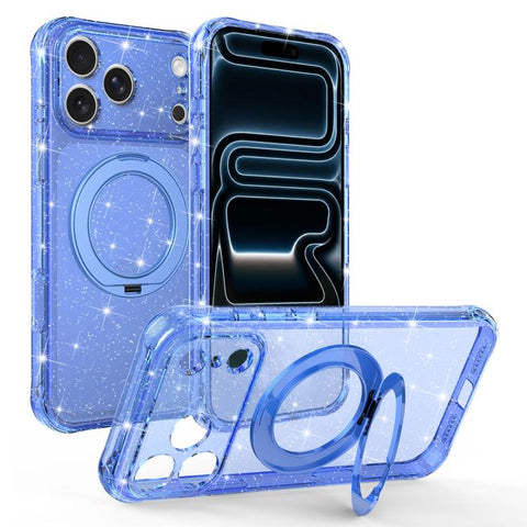 Glitter 360 Rotation Magnetic Holder Phone Case, For iPhone 18 Pro, For iPhone 18 Pro Max, For iPhone 17 Pro Max, For iPhone 17 Pro, For iPhone 17, For iPhone 16 Pro Max