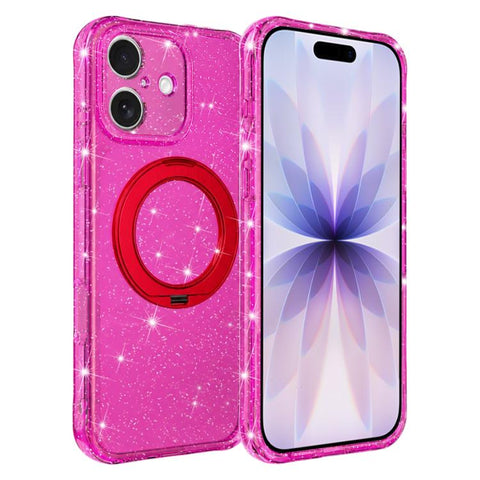 Glitter 360 Rotation Magnetic Holder Phone Case, For iPhone 18 Pro, For iPhone 18 Pro Max, For iPhone 17 Pro Max, For iPhone 17 Pro, For iPhone 17, For iPhone 16 Pro Max