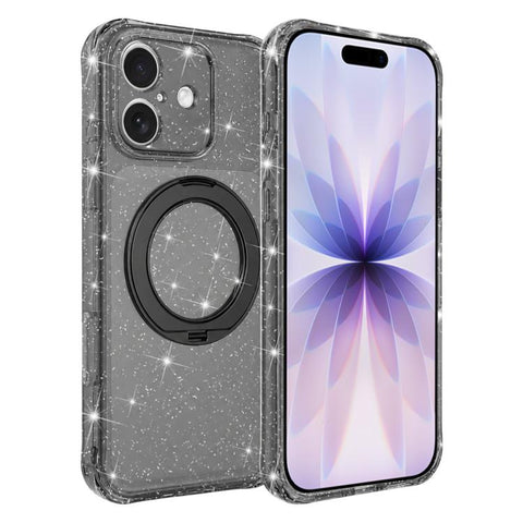 Glitter 360 Rotation Magnetic Holder Phone Case, For iPhone 18 Pro, For iPhone 18 Pro Max, For iPhone 17 Pro Max, For iPhone 17 Pro, For iPhone 17, For iPhone 16 Pro Max