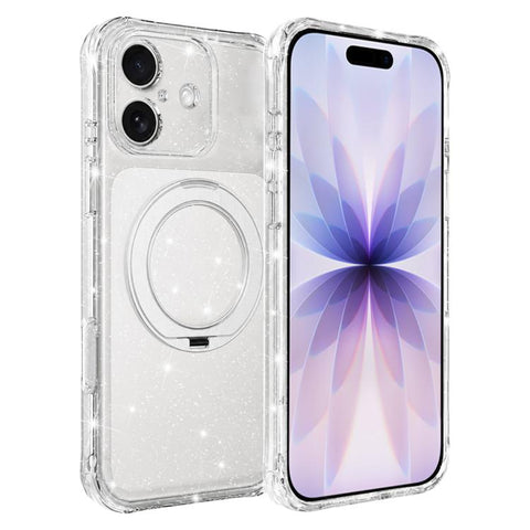 Glitter 360 Rotation Magnetic Holder Phone Case, For iPhone 18 Pro, For iPhone 18 Pro Max, For iPhone 17 Pro Max, For iPhone 17 Pro, For iPhone 17, For iPhone 16 Pro Max