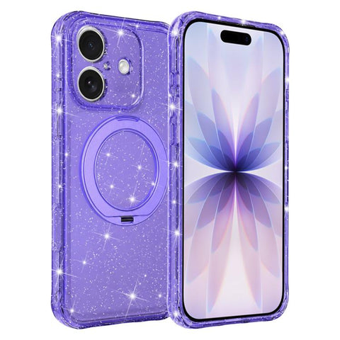 Glitter 360 Rotation Magnetic Holder Phone Case, For iPhone 18 Pro, For iPhone 18 Pro Max, For iPhone 17 Pro Max, For iPhone 17 Pro, For iPhone 17, For iPhone 16 Pro Max