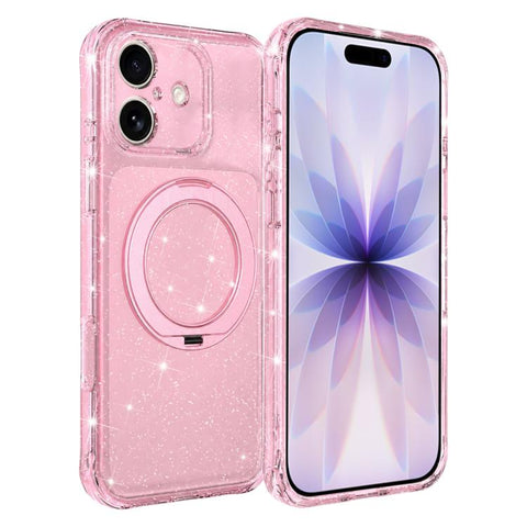 Glitter 360 Rotation Magnetic Holder Phone Case, For iPhone 18 Pro, For iPhone 18 Pro Max, For iPhone 17 Pro Max, For iPhone 17 Pro, For iPhone 17, For iPhone 16 Pro Max