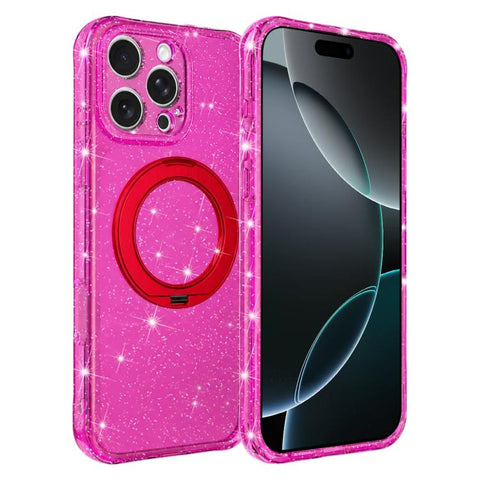 Glitter 360 Rotation Magnetic Holder Phone Case, For iPhone 18 Pro, For iPhone 18 Pro Max, For iPhone 17 Pro Max, For iPhone 17 Pro, For iPhone 17, For iPhone 16 Pro Max