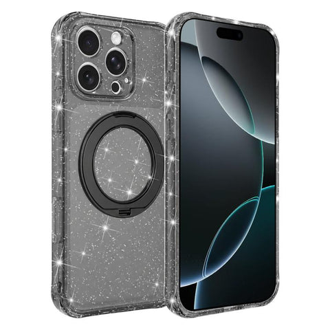 Glitter 360 Rotation Magnetic Holder Phone Case, For iPhone 18 Pro, For iPhone 18 Pro Max, For iPhone 17 Pro Max, For iPhone 17 Pro, For iPhone 17, For iPhone 16 Pro Max