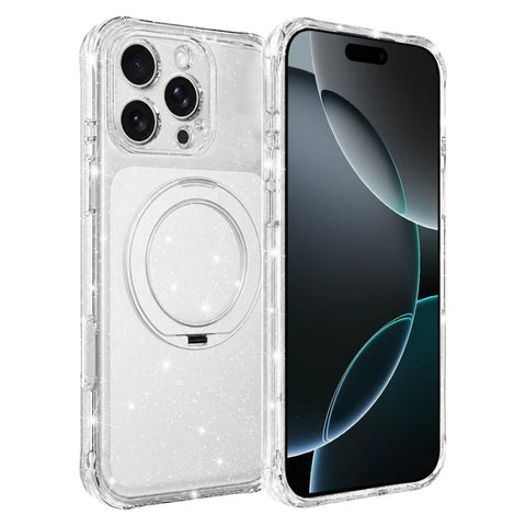 Glitter 360 Rotation Magnetic Holder Phone Case, For iPhone 18 Pro, For iPhone 18 Pro Max, For iPhone 17 Pro Max, For iPhone 17 Pro, For iPhone 17, For iPhone 16 Pro Max