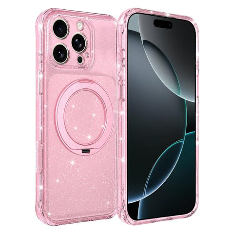 Glitter 360 Rotation Magnetic Holder Phone Case, For iPhone 18 Pro, For iPhone 18 Pro Max, For iPhone 17 Pro Max, For iPhone 17 Pro, For iPhone 17, For iPhone 16 Pro Max