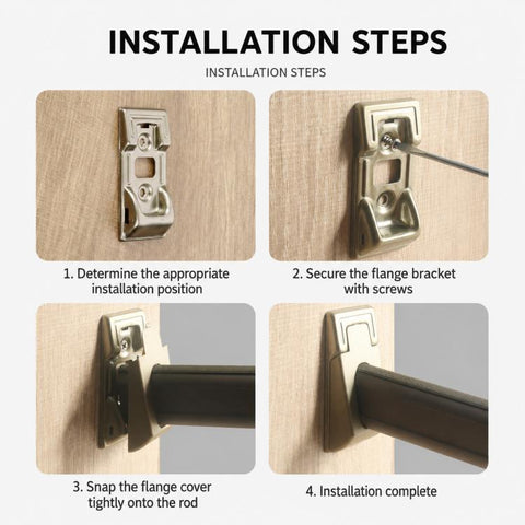 4pcs/Pack Thickened Closet Rod Support Brackets, Wardrobe Clothes Rail End Holders, Cold-Rolled Steel, Zinc Alloy