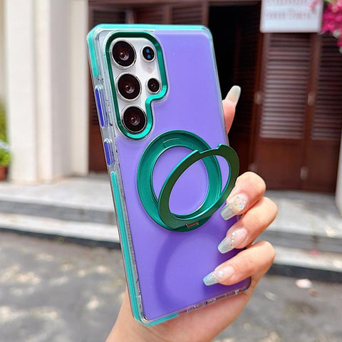 Two-tone Contrast Rotating Bracket Phone Case, For Galaxy S26 Ultra 5G, For Galaxy S25 Ultra 5G
