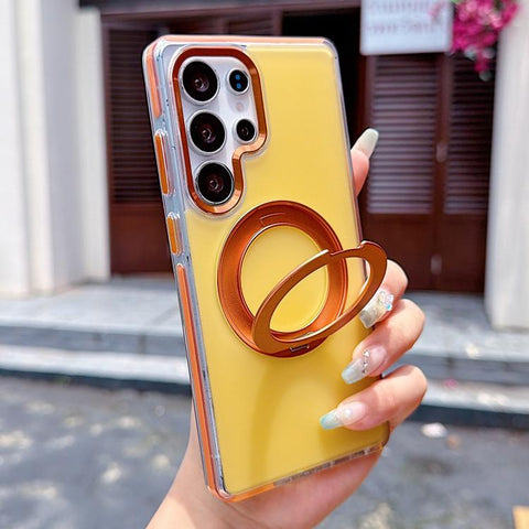 Two-tone Contrast Rotating Bracket Phone Case, For Galaxy S26 Ultra 5G, For Galaxy S25 Ultra 5G