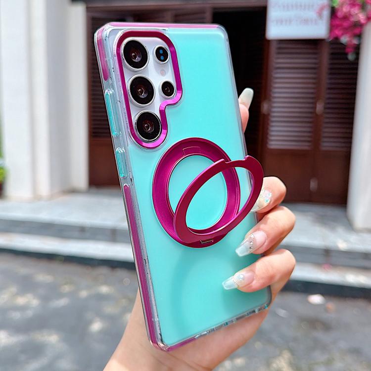 Two-tone Contrast Rotating Bracket Phone Case, For Galaxy S26 Ultra 5G, For Galaxy S25 Ultra 5G