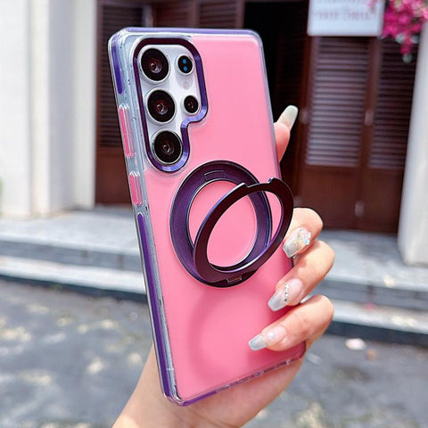 Two-tone Contrast Rotating Bracket Phone Case, For Galaxy S26 Ultra 5G, For Galaxy S25 Ultra 5G