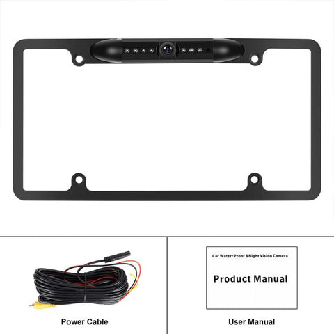 Car Waterproof HD Infrared Night Vision Backup Camera US Standard License Plate Frame