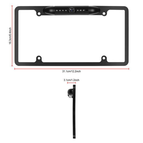 Car Waterproof HD Infrared Night Vision Backup Camera US Standard License Plate Frame