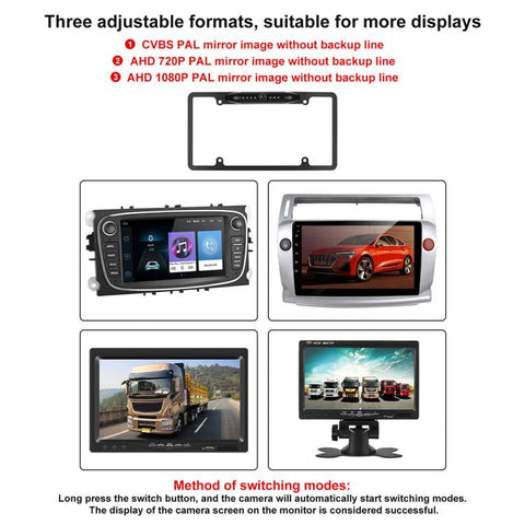 Car Waterproof HD Infrared Night Vision Backup Camera US Standard License Plate Frame