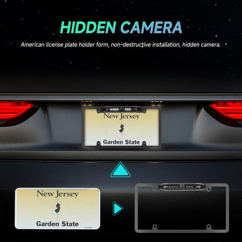 Car Waterproof HD Infrared Night Vision Backup Camera US Standard License Plate Frame