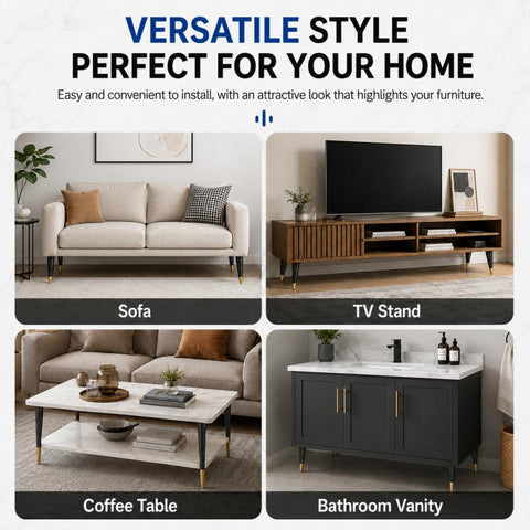 Angled Tapered Metal Furniture Support Legs for Sofas and Coffee Tables, 10cm, 12cm, 15cm, 17cm, 20cm, 25cm, 30cm