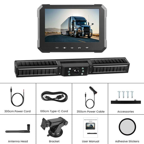 5 inch Trucks Solar Powered Wireless Digital HD Backup Camera System