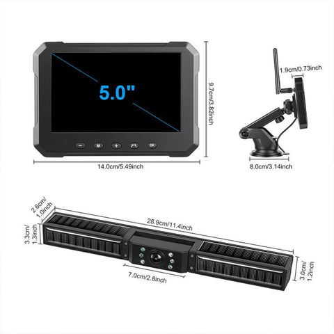5 inch Trucks Solar Powered Wireless Digital HD Backup Camera System
