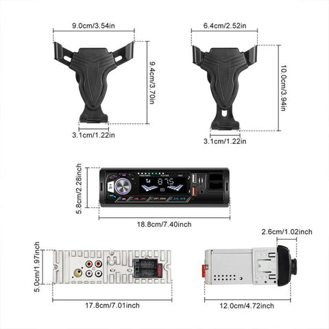 Universal Single-DIN Car MP3 Player with Phone Holder, Standard without Memory Card, Standard with 32GB Memory Card