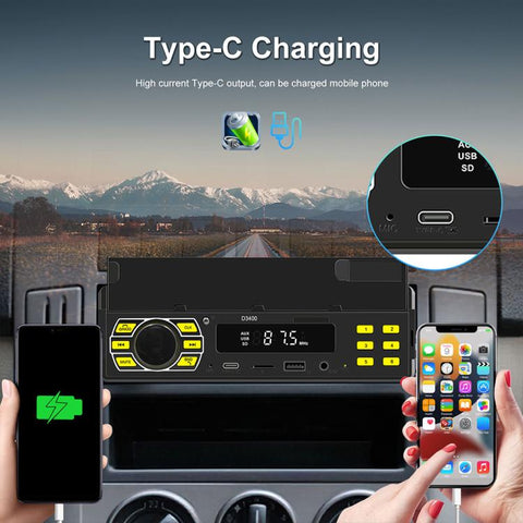 Universal Single-DIN Car Bluetooth MP3 Player FM Radio with Phone Holder
