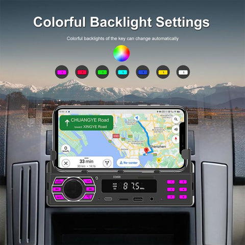 Universal Single-DIN Car Bluetooth MP3 Player FM Radio with Phone Holder