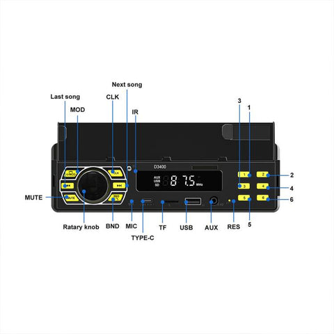 Universal Single-DIN Car Bluetooth MP3 Player FM Radio with Phone Holder