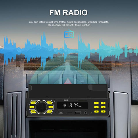 Universal Single-DIN Car Bluetooth MP3 Player FM Radio with Phone Holder