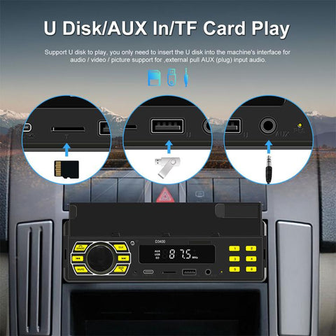 Universal Single-DIN Car Bluetooth MP3 Player FM Radio with Phone Holder