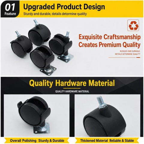 10pcs/Pack Plate Mount Swivel Caster Furniture Thickened Caster Wheels, 1 inch, 1.25 inch, 1.5 inch, 2 inch