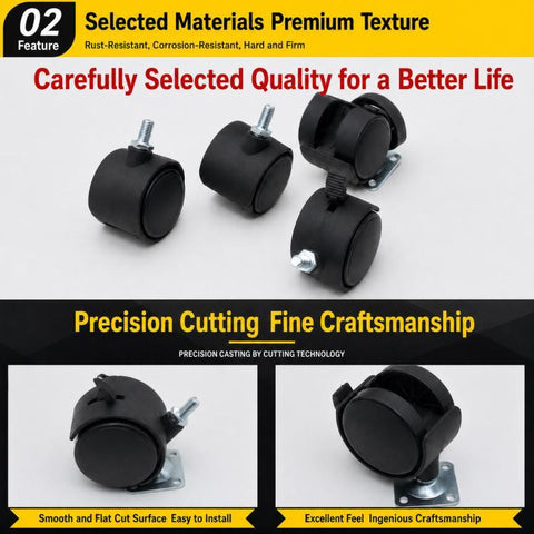 10pcs/Pack Plate Mount Swivel Caster Furniture Thickened Caster Wheels, 1 inch, 1.25 inch, 1.5 inch, 2 inch