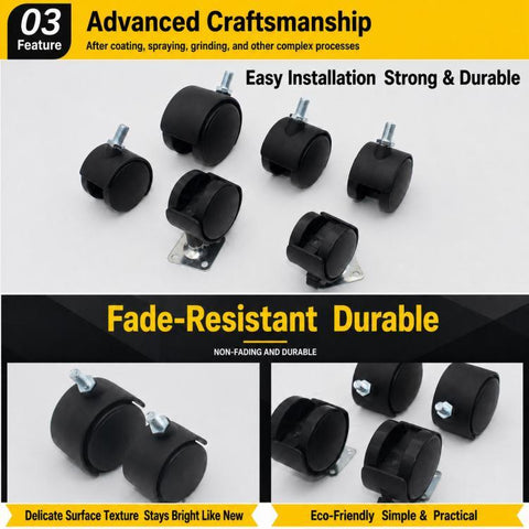 10pcs/Pack Plate Mount Swivel Caster Furniture Thickened Caster Wheels, 1 inch, 1.25 inch, 1.5 inch, 2 inch